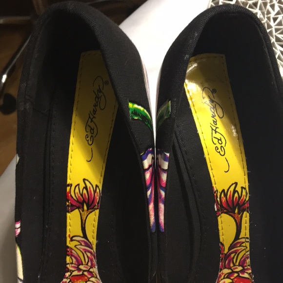 Ed hardy wedged geisha heels size 8 - Picture 3 of 6